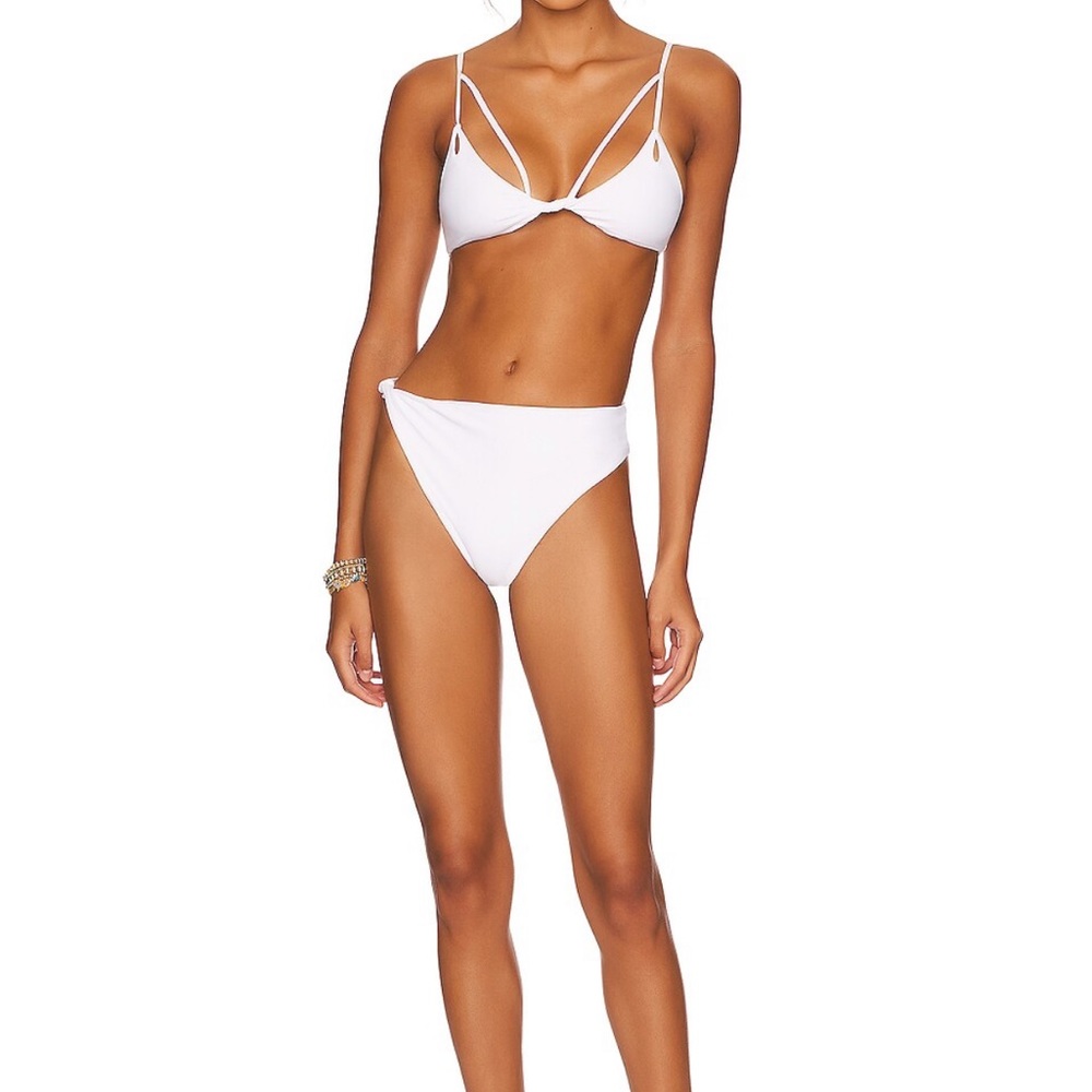 NEW Tularosa Anja White Bathing Suit Bottom high waisted rise bridal medium